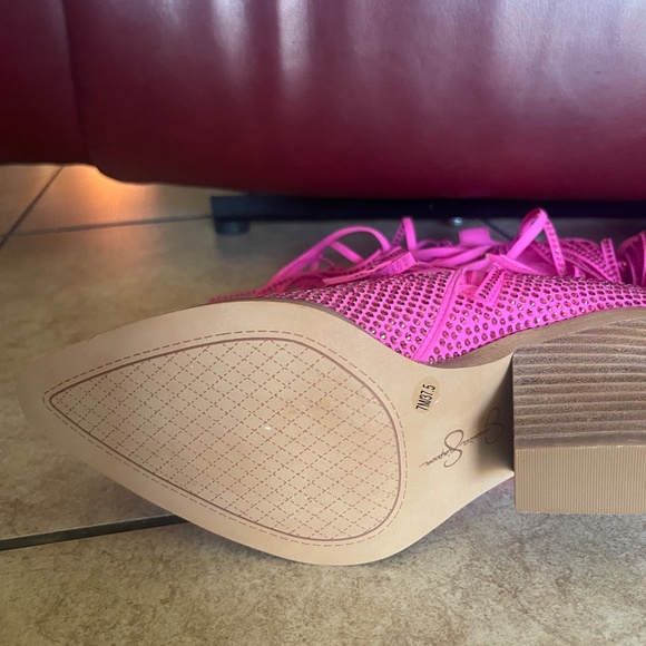 Jessica Simpson Pink Paredisa Rhinestone Fringe Western Booties SZ 7M - Picture 11 of 15